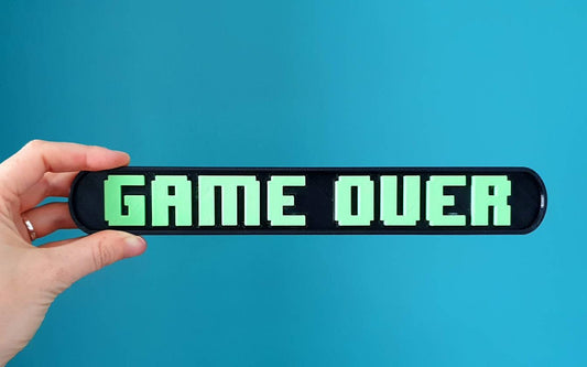 Game Over Sign, desk topper,  desktop sign, desk ornament,