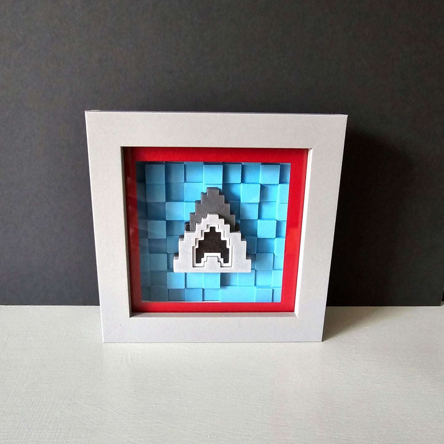 Pixel Shark Shadow Box / Jaws Shadow Box / Shark Home decor /Horror Art
