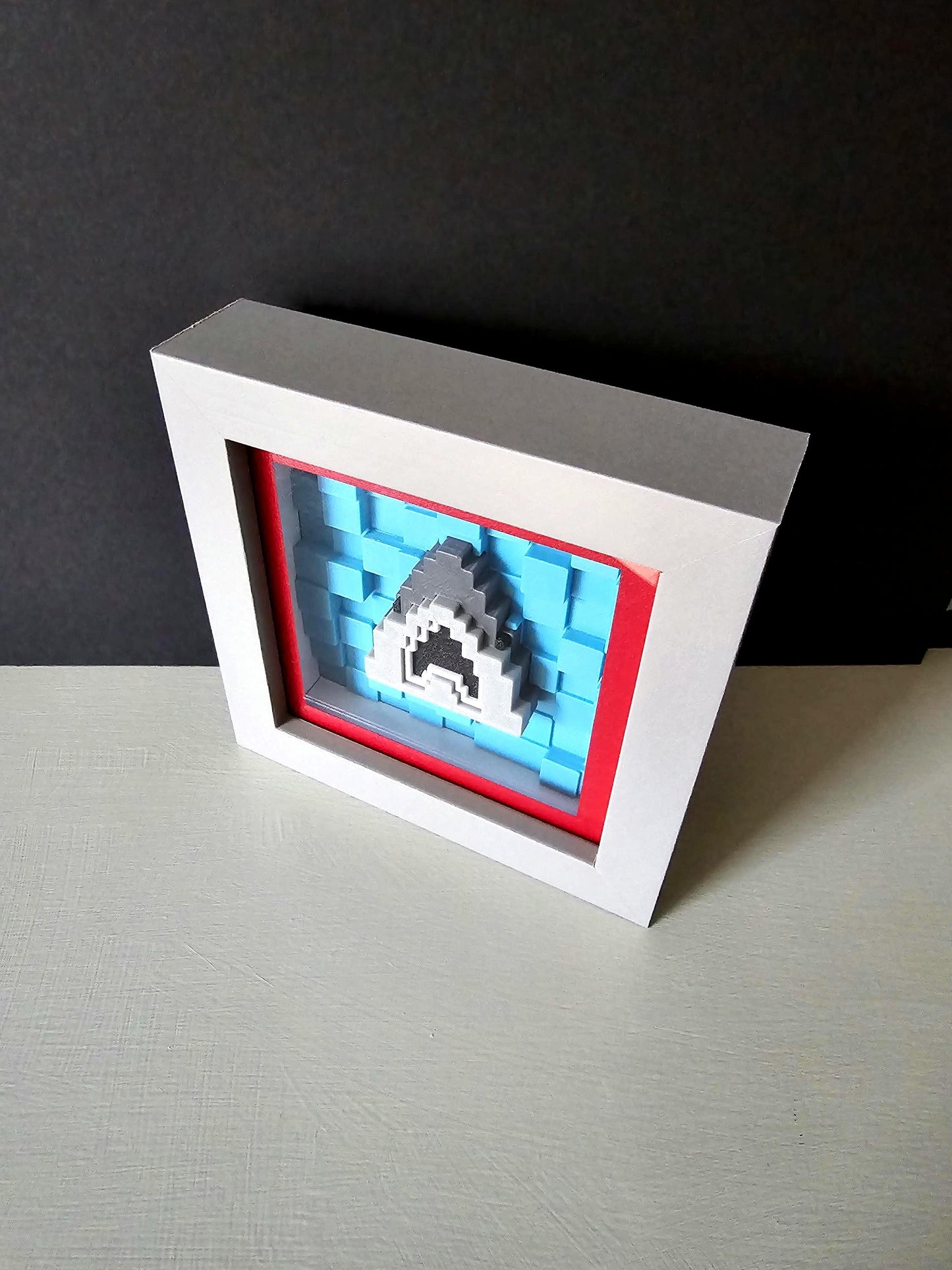 Pixel Shark Shadow Box / Jaws Shadow Box / Shark Home decor /Horror Art