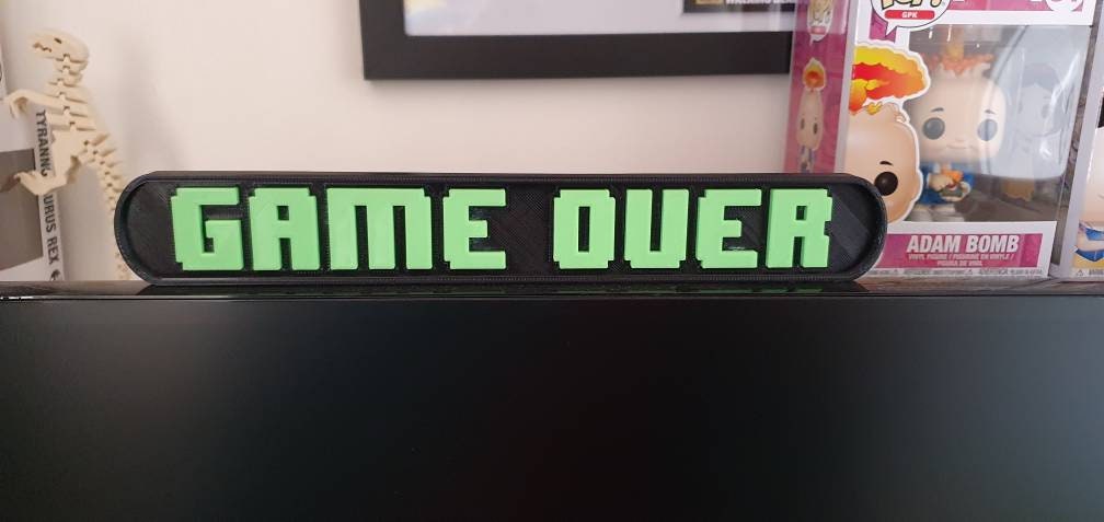Game Over Sign, desk topper, desktop sign, desk ornament,