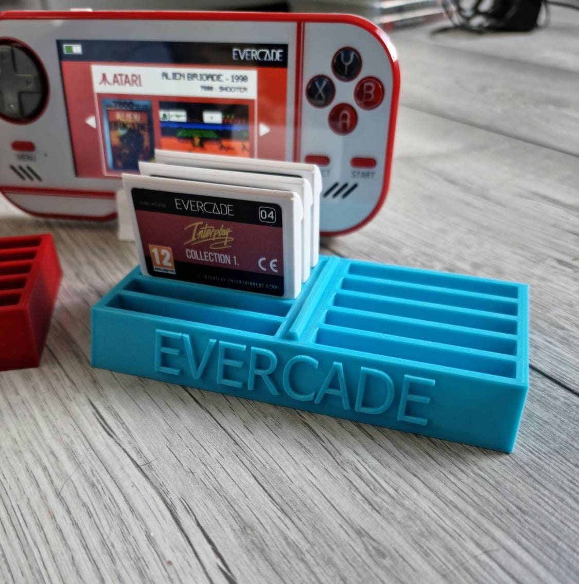 Evercade game cartridges stand