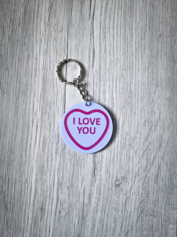 Personalised Love Hearts keyring / Love Hearts sweet keyring / Keychain /personalised keyring /Acrylic keychain