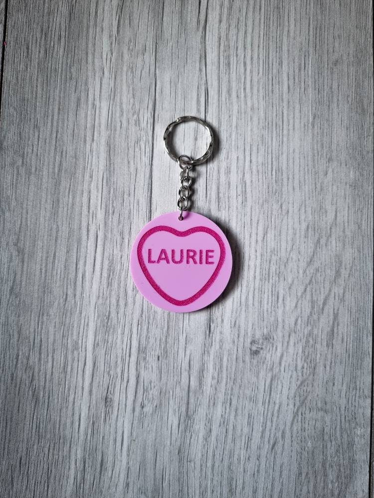 Personalised Love Hearts keyring / Love Hearts sweet keyring / Keychain /personalised keyring /Acrylic keychain