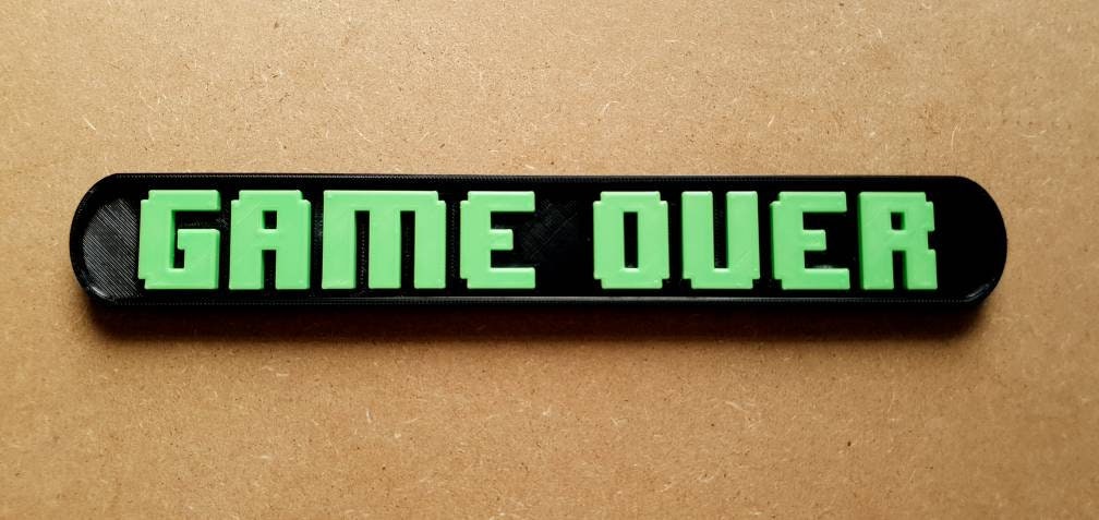 Game Over Sign, desk topper, desktop sign, desk ornament,