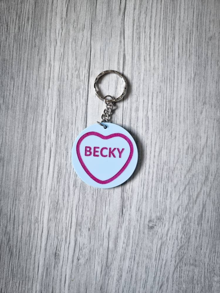 Personalised Love Hearts keyring / Love Hearts sweet keyring / Keychain /personalised keyring /Acrylic keychain