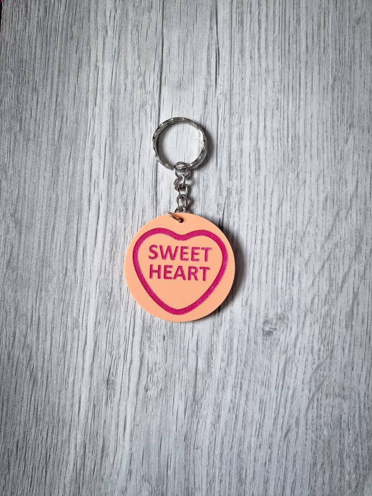 Personalised Love Hearts keyring / Love Hearts sweet keyring / Keychain /personalised keyring /Acrylic keychain