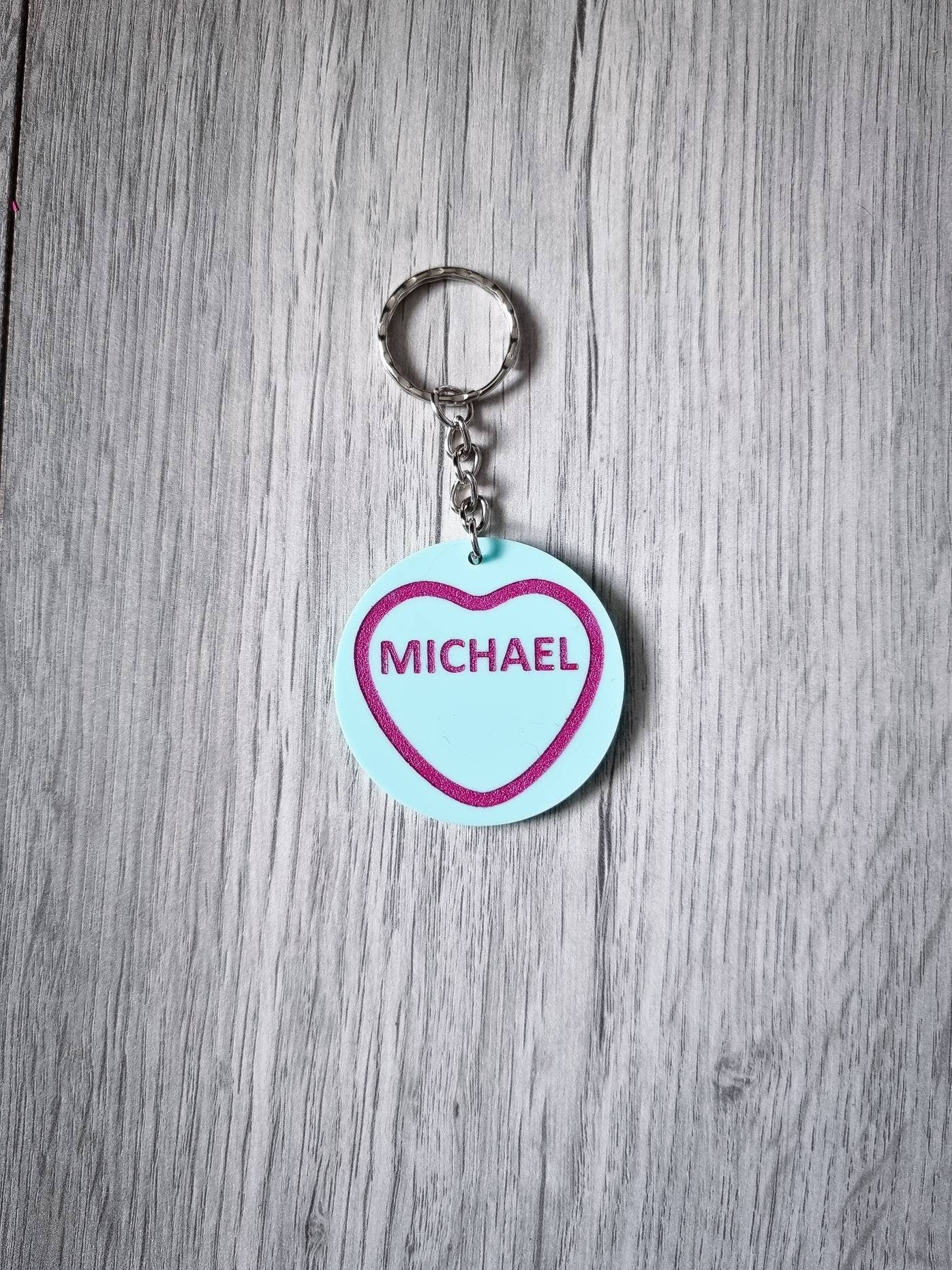 Personalised Love Hearts keyring / Love Hearts sweet keyring / Keychain /personalised keyring /Acrylic keychain