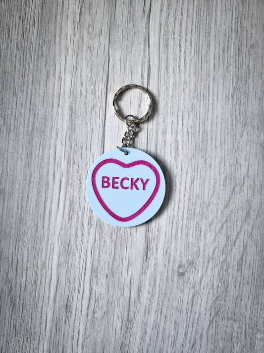 Personalised Love Hearts keyring / Love Hearts sweet keyring / Keychain /personalised keyring /Acrylic keychain